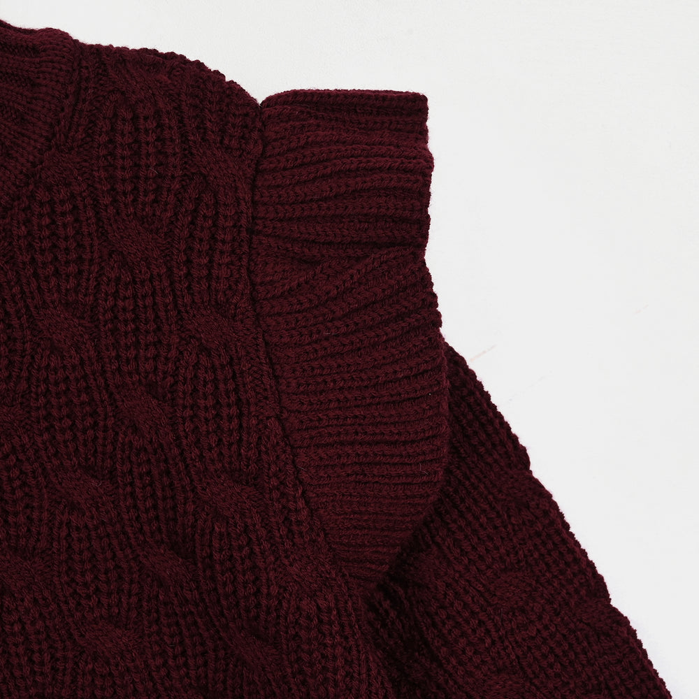 Infant Girls Acrylic Sweater - Classy - Dark Maroon