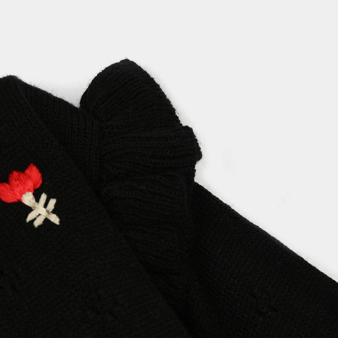 Infant Girls Acrylic Sweater - Rosie - Black