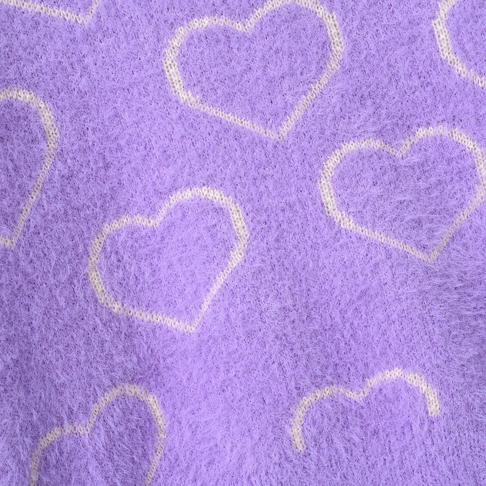 Infant Girls Feather - Acrylic Sweater - All Hearts - Lilac