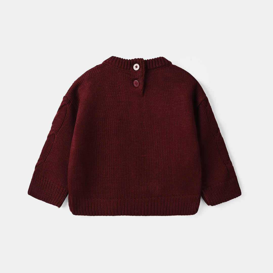 Infant Girls Acrylic Sweater Daisy Garden - Maroon