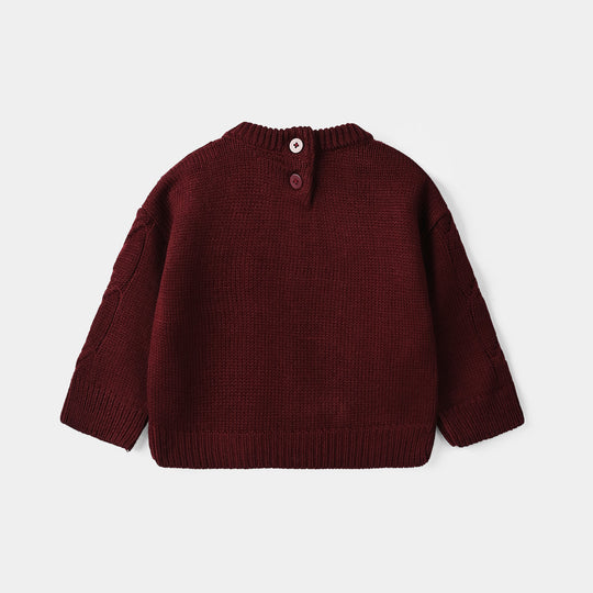 Infant Girls Acrylic Sweater Daisy Garden - Maroon