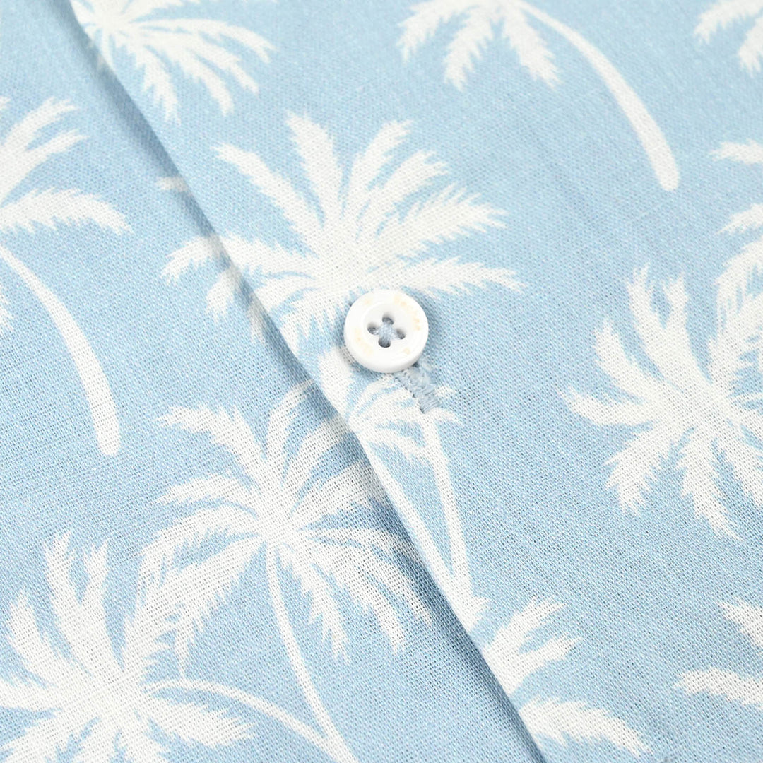 Boys Cotton Slub Shirt (Palm N Palm)-Blue