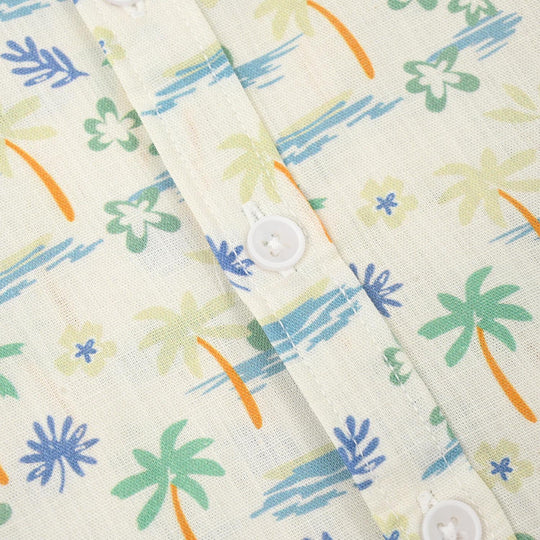 Infant Boys Cotton Slub Shirt (Palm Tree)-White