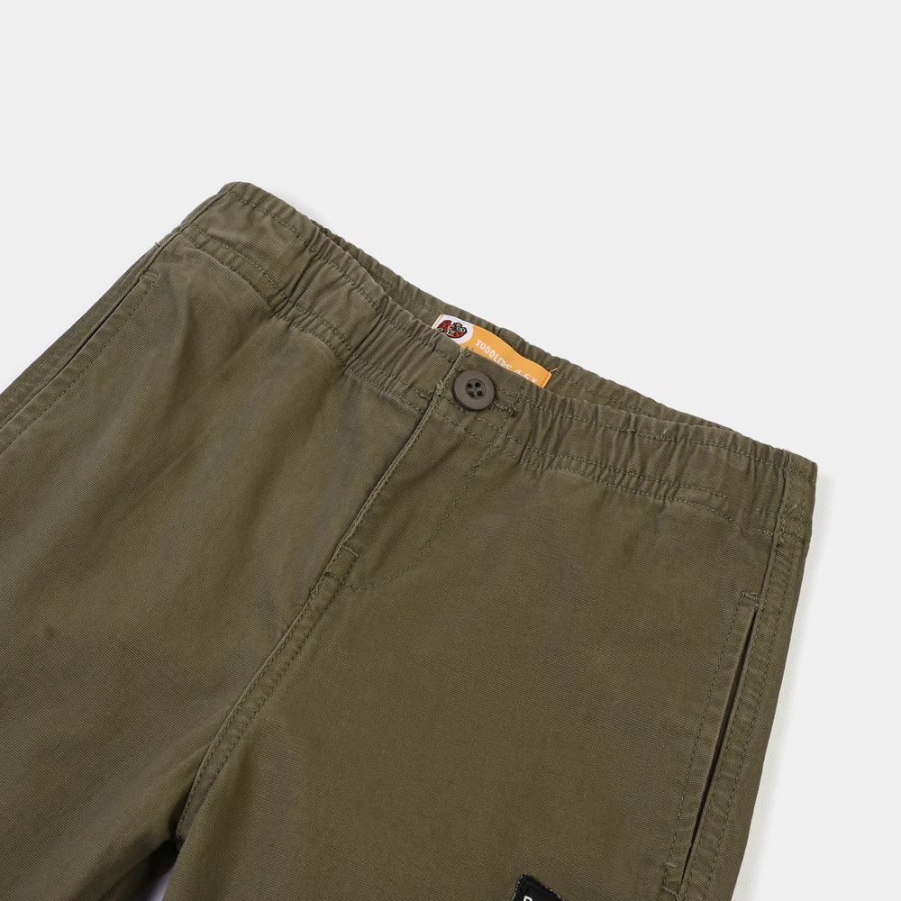 Boys Cotton Twill Pant Round Around-Olive Green