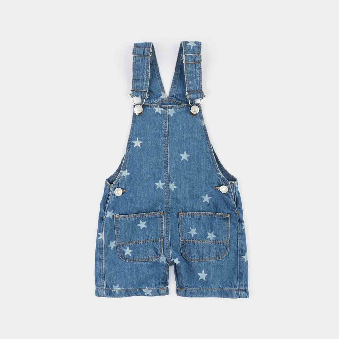 Infant Girls Denim rigid Dangri Stars-Mid Blue