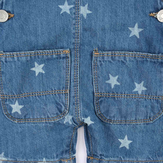 Infant Girls Denim rigid Dangri Stars-Mid Blue