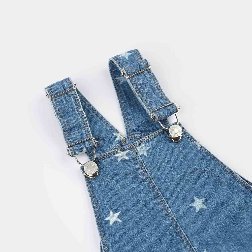 Infant Girls Denim rigid Dangri Stars-Mid Blue