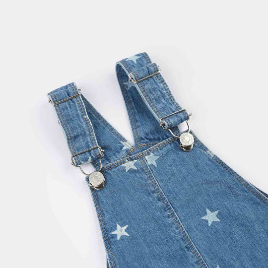 Infant Girls Denim rigid Dangri Stars-Mid Blue