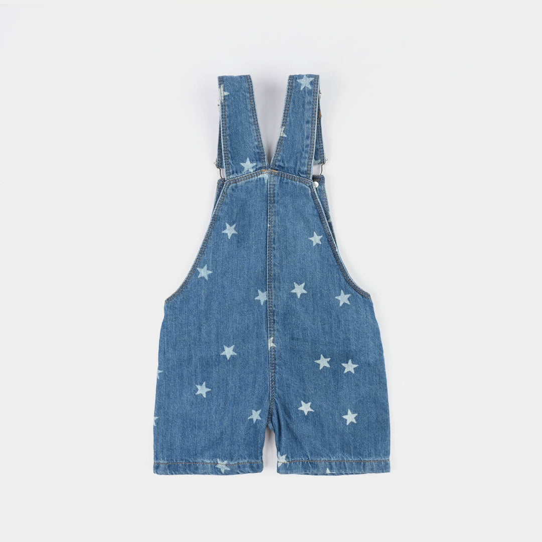 Infant Girls Denim rigid Dangri Stars-Mid Blue