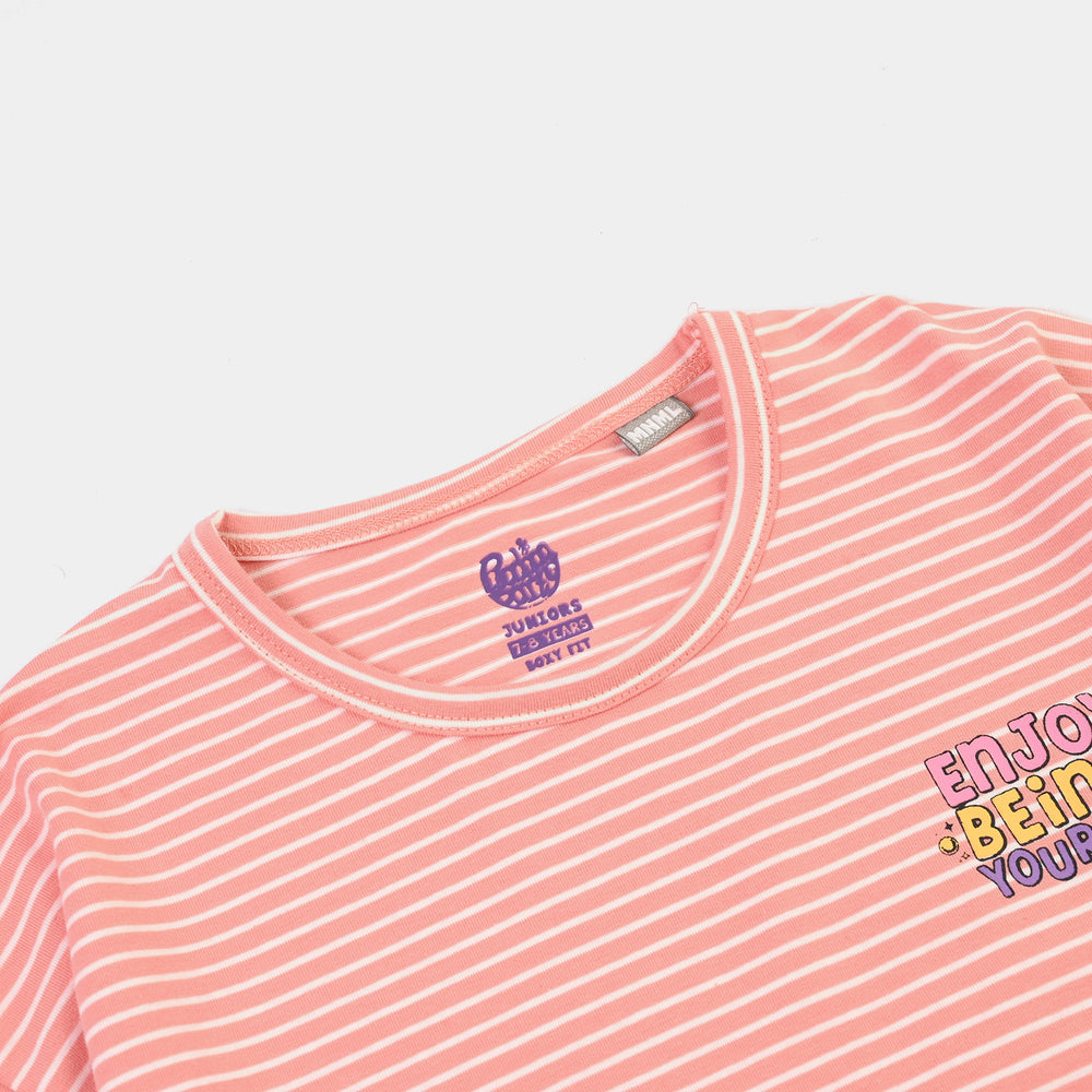 Girls Yarn Dyed T-Shirt – Orange