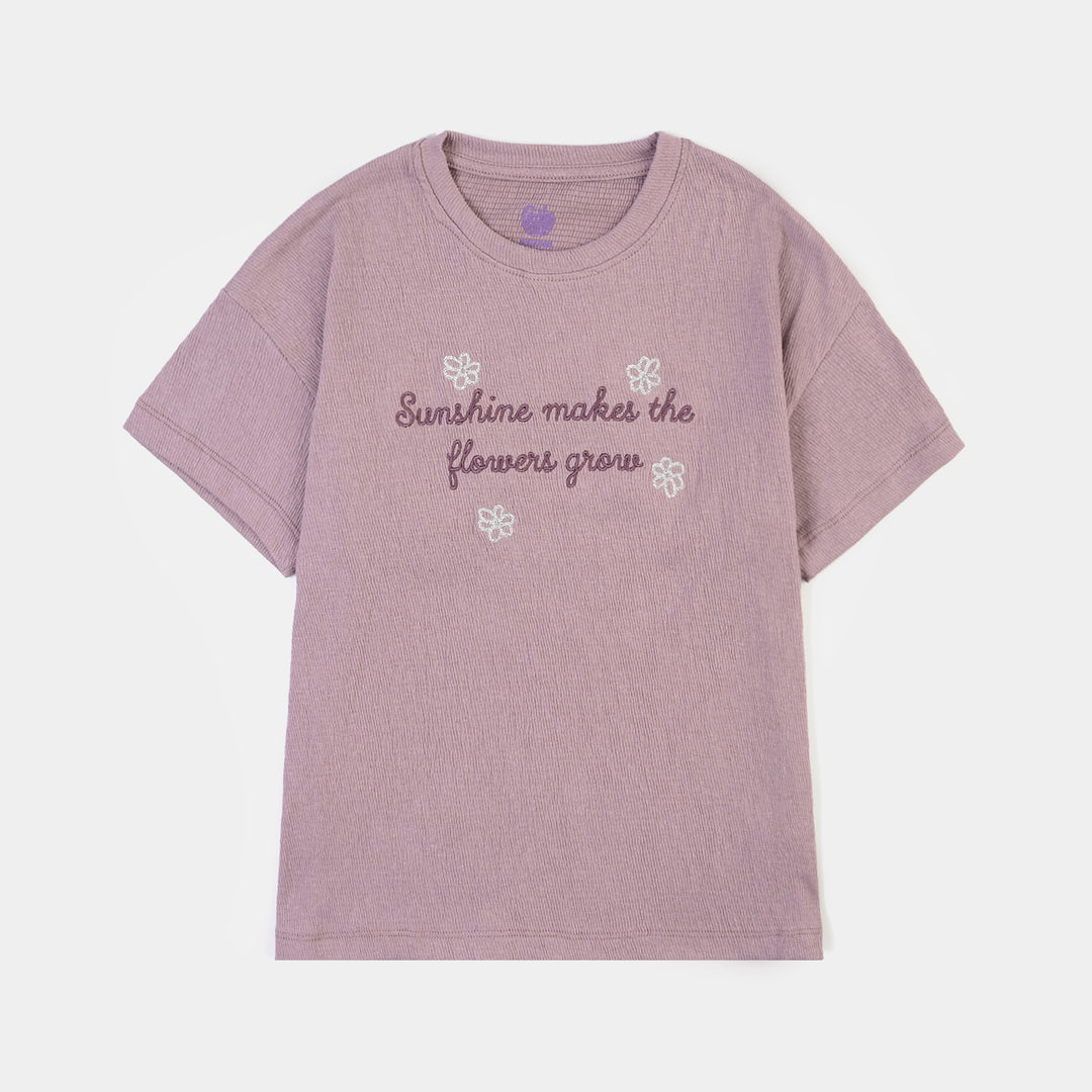 Girls Poly Crinkle T-Shirt – Purple