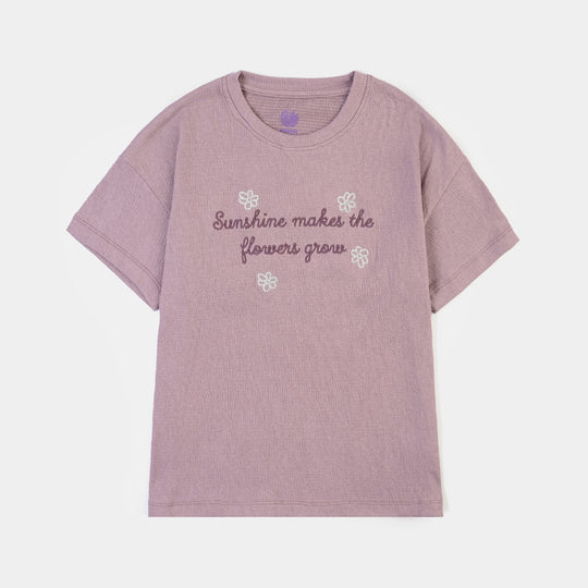 Girls Poly Crinkle T-Shirt – Purple