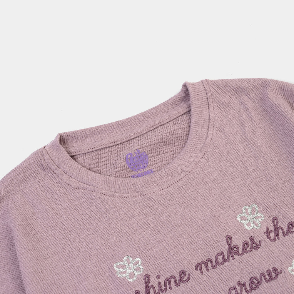 Girls Poly Crinkle T-Shirt – Purple