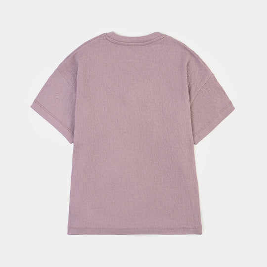 Girls Poly Crinkle T-Shirt – Purple