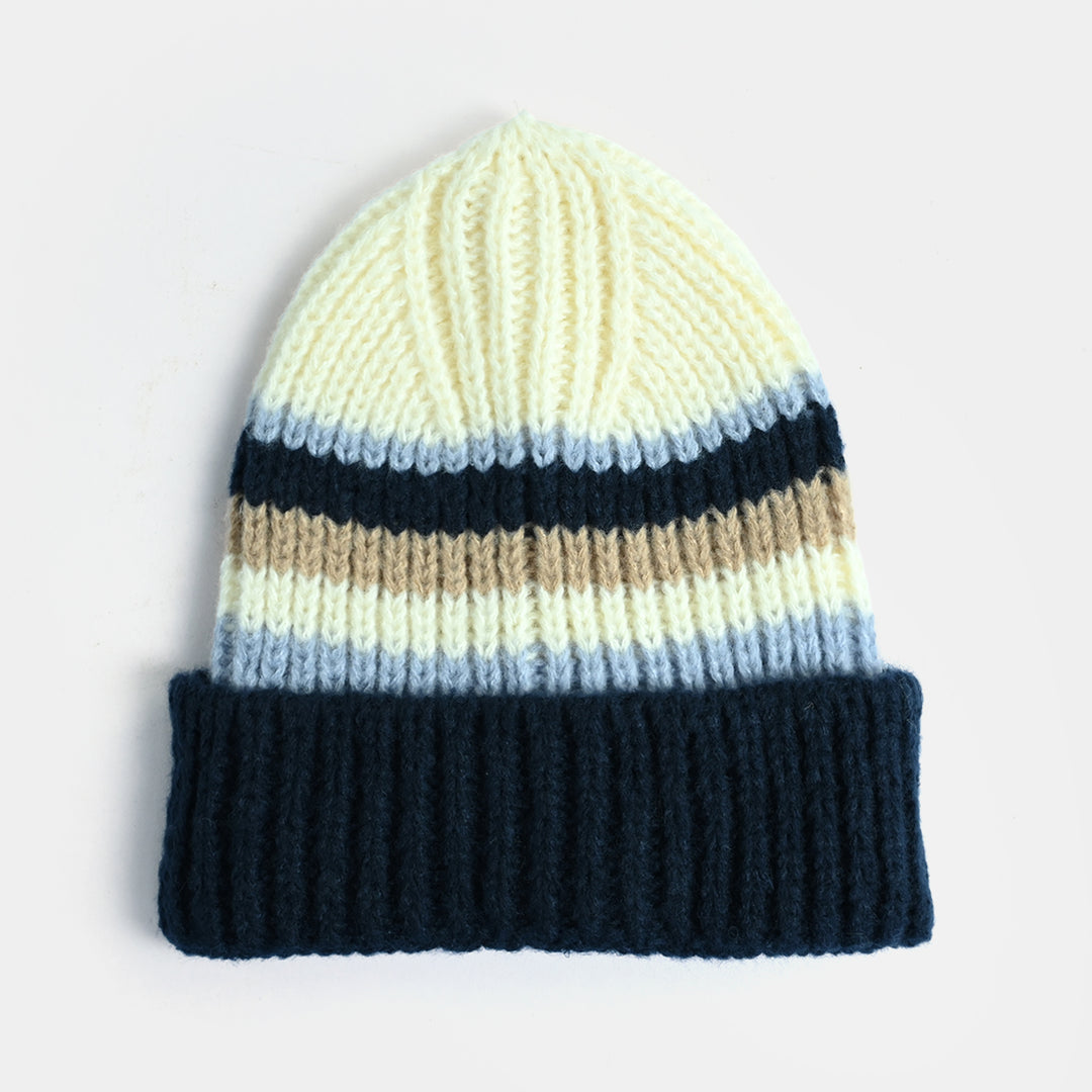 Boys Acrylic Woolen Cap - 3 Stripe - Multi
