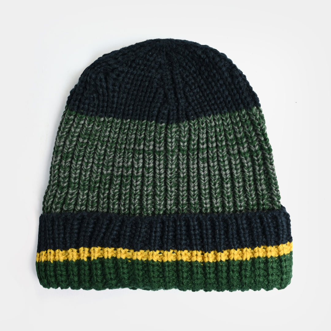 Boys Acrylic Woolen Cap - Milange - Green