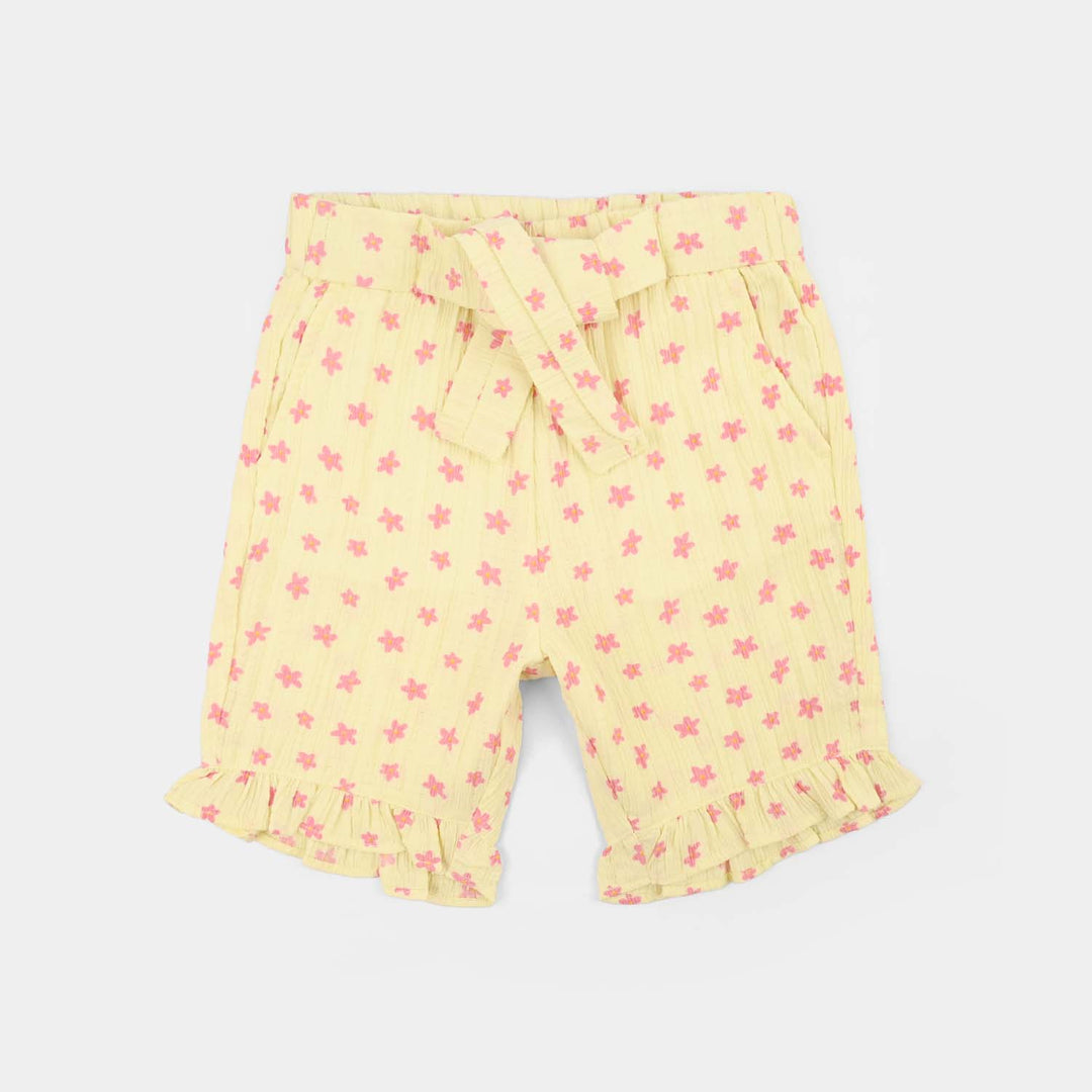 Girls Poly Twill SHORT FLOWER-Yellow