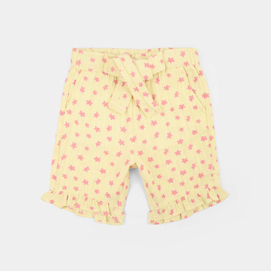 Girls Poly Twill SHORT FLOWER-Yellow