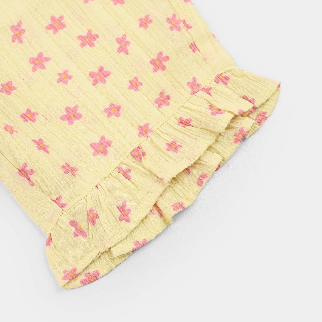 Girls Poly Twill SHORT FLOWER-Yellow