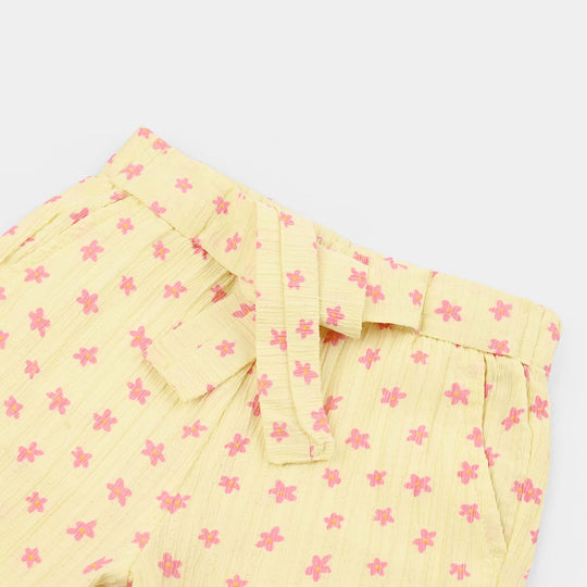 Girls Poly Twill SHORT FLOWER-Yellow