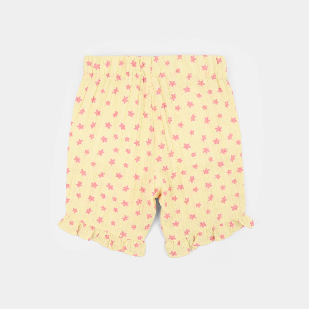 Girls Poly Twill SHORT FLOWER-Yellow