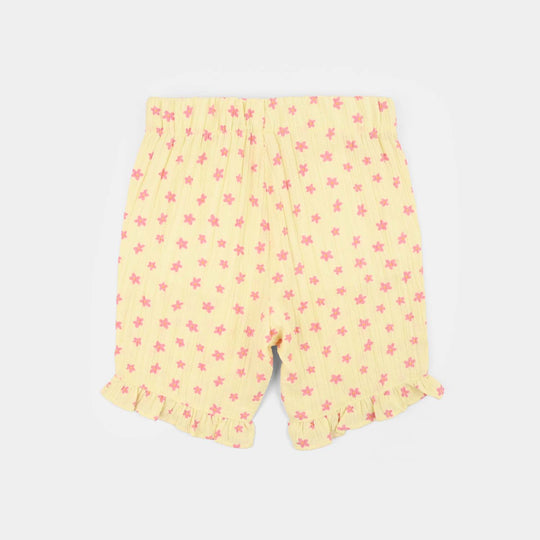 Girls Poly Twill SHORT FLOWER-Yellow