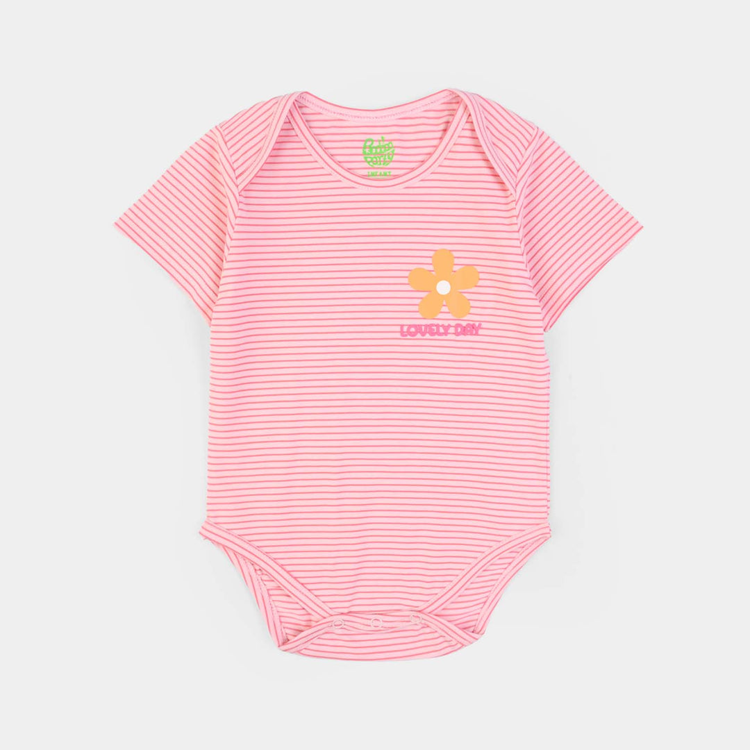 Infant Girls Yarn Dyed Romper – Pink