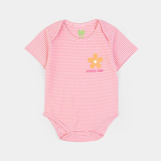 Infant Girls Yarn Dyed Romper – Pink