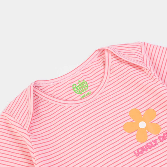 Infant Girls Yarn Dyed Romper – Pink