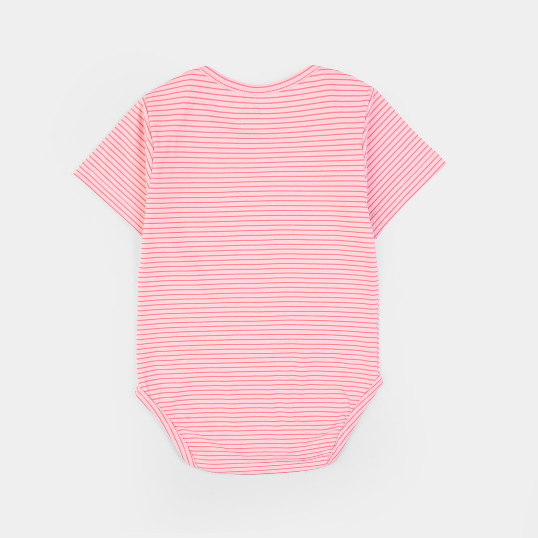 Infant Girls Yarn Dyed Romper – Pink
