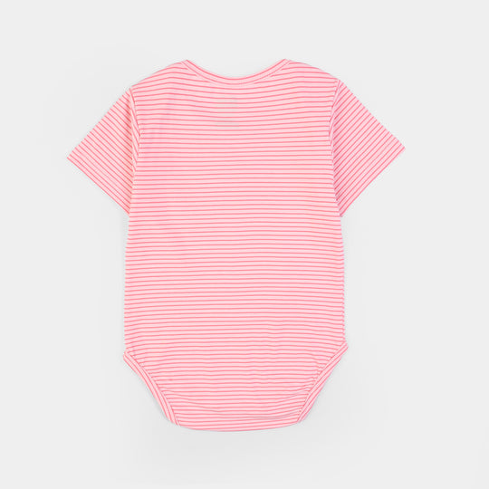 Infant Girls Yarn Dyed Romper – Pink