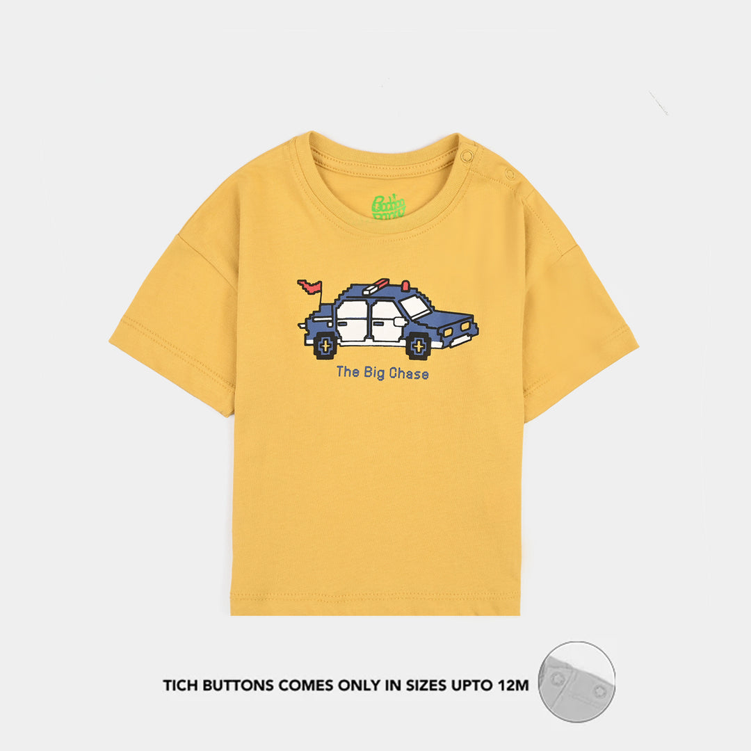 Infant Boys Cotton Jersey T-Shirt The Big Chase-Yellow