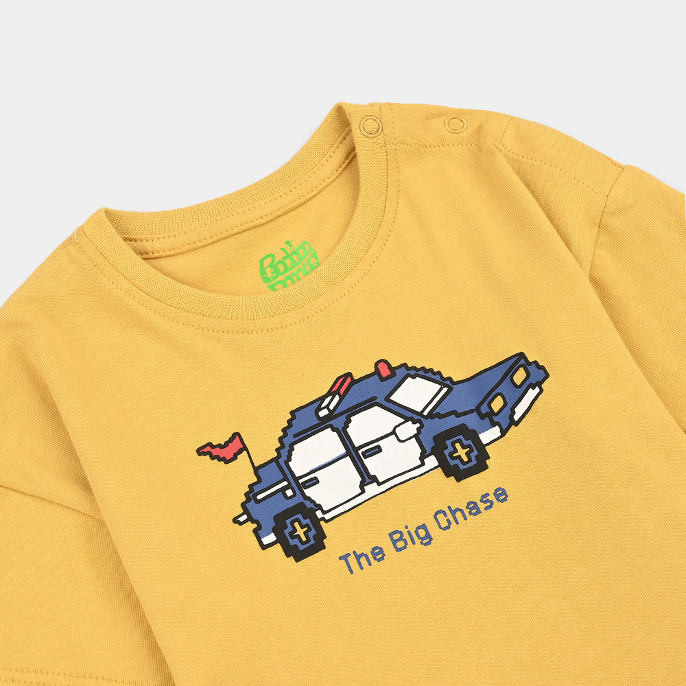 Infant Boys Cotton Jersey T-Shirt The Big Chase-Yellow