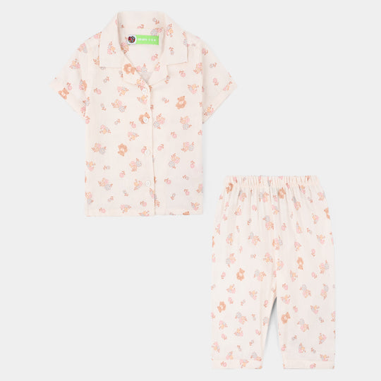Infant Girls Linen Viscose 2PC Set – Cream