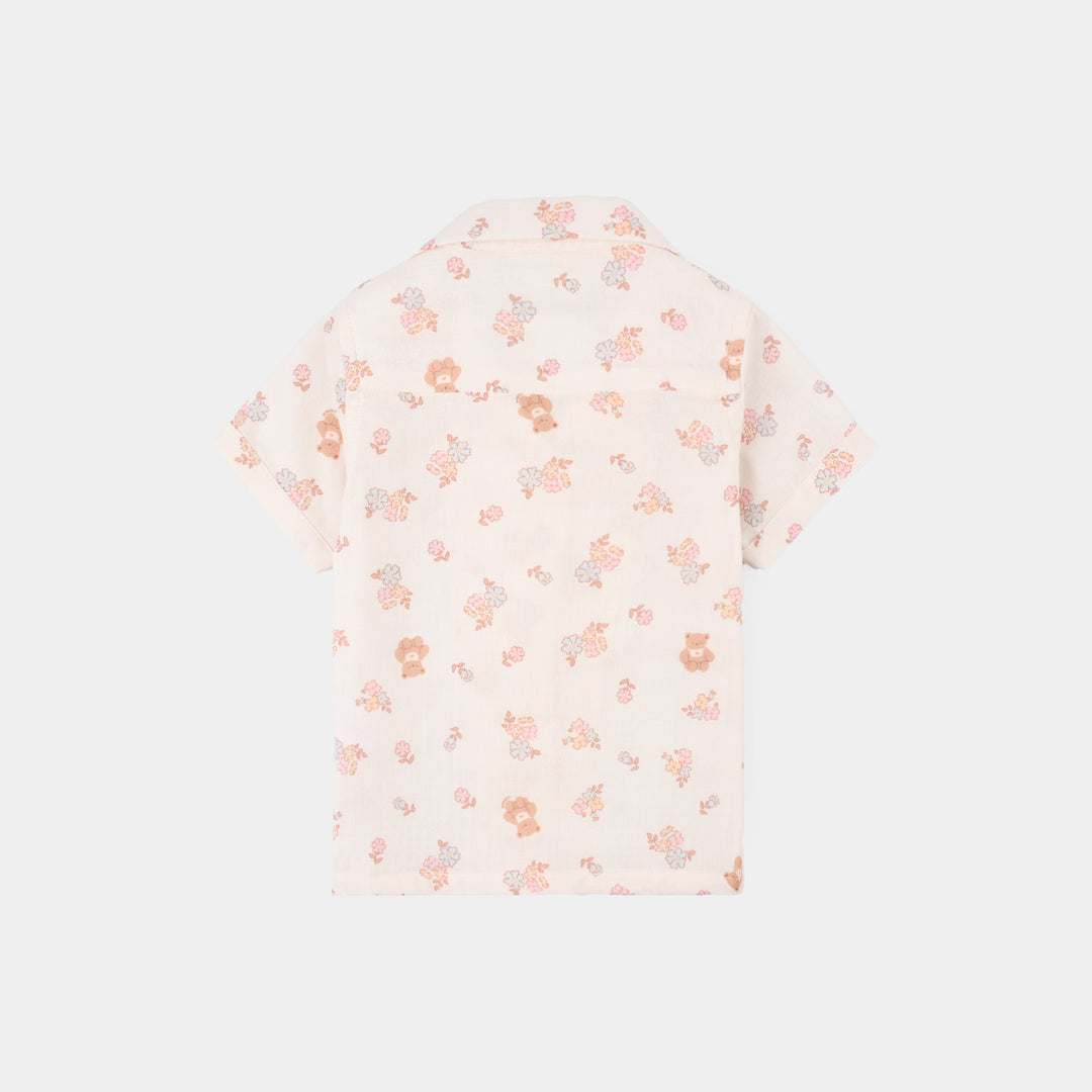 Infant Girls Linen Viscose 2PC Set – Cream