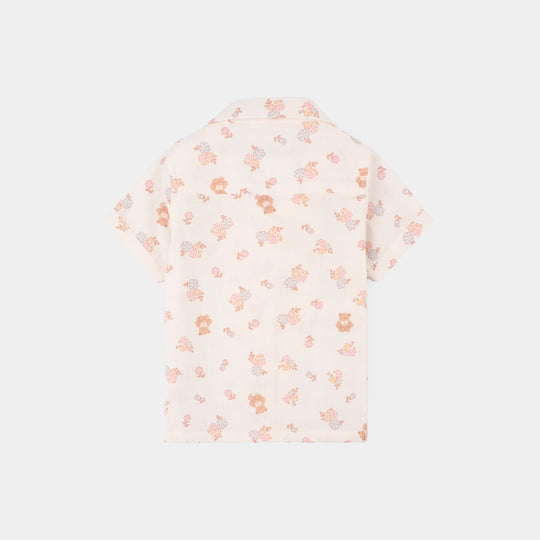 Infant Girls Linen Viscose 2PC Set – Cream