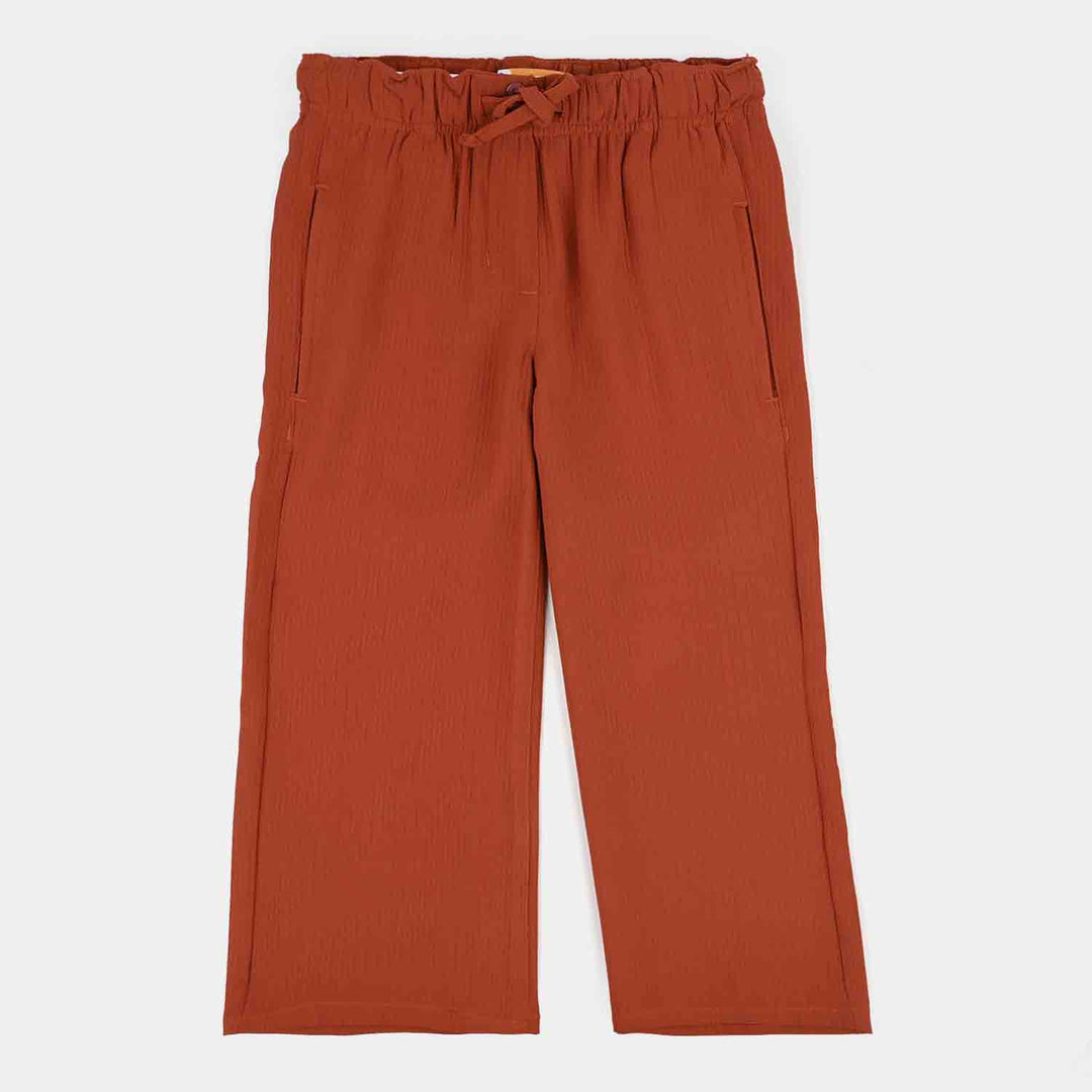 Girls Cotton Twill Culotte Pants – Brown