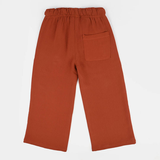 Girls Cotton Twill Culotte Pants – Brown