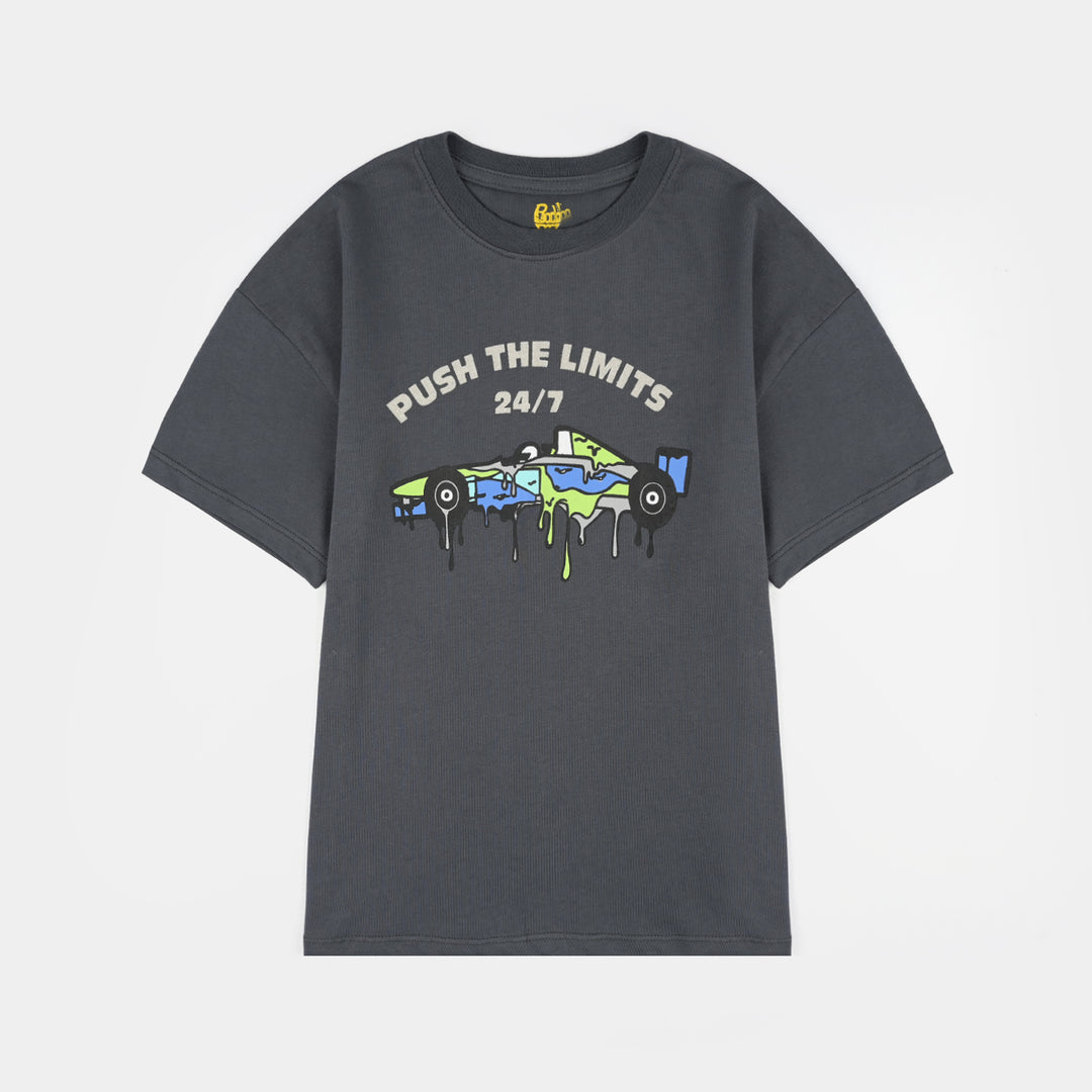 Boys Cotton Jersey T-Shirt H/S Push the Limits-GREY