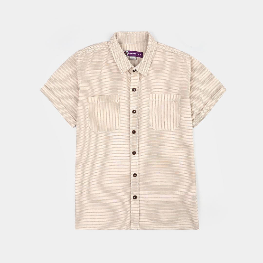 Boys Cotton Casual Shirt H/S Double Fold-Striper