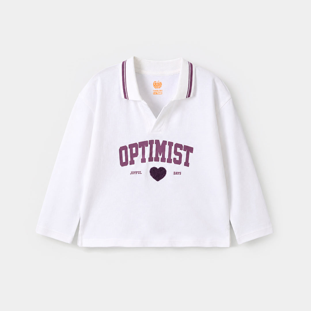 Girls Cotton PK T-Shirt Optimist - White