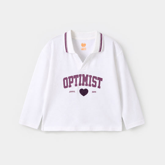 Girls Cotton PK T-Shirt Optimist - White