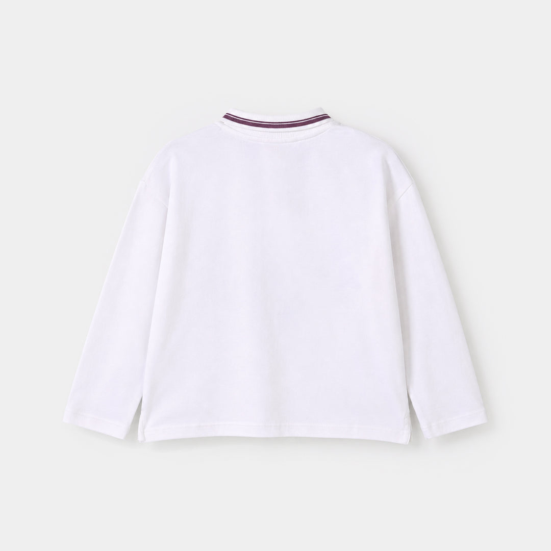 Girls Cotton PK T-Shirt Optimist - White