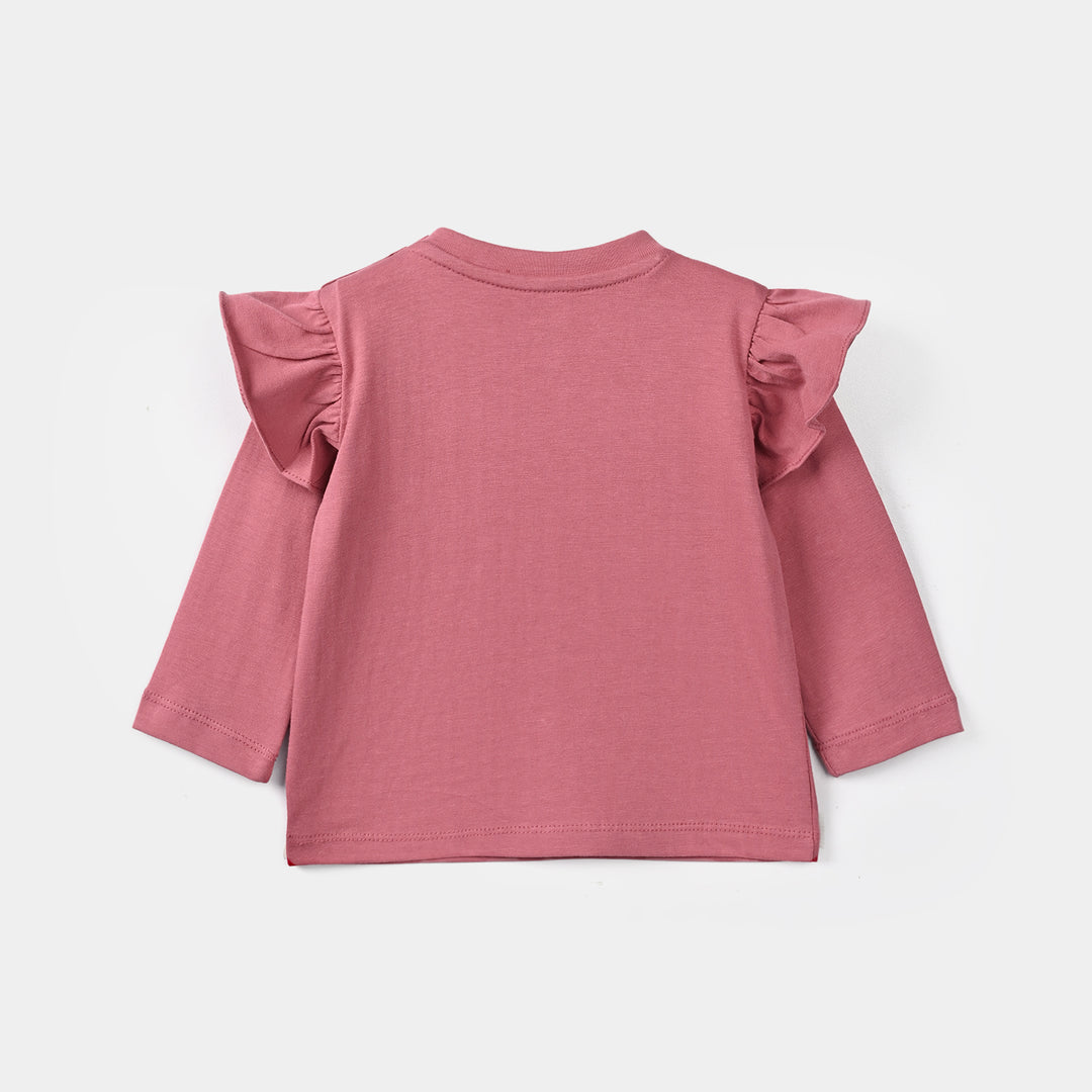 Infant Girls Cotton Jersey T-Shirt Full Sleeves Amazing Day - Rose Pink