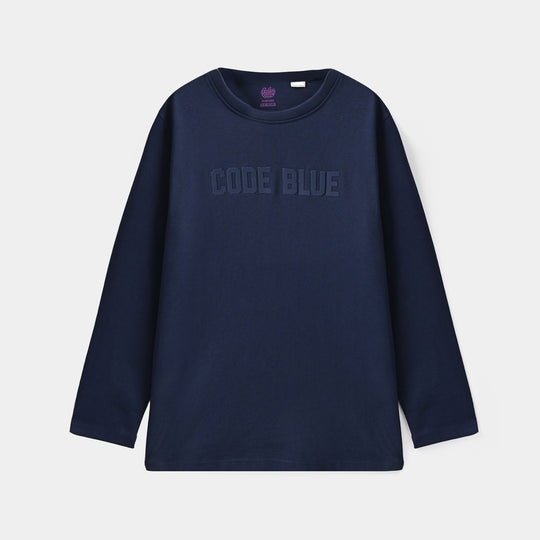 Boys Cotton Jersey T-Shirt Code Blue - Navy
