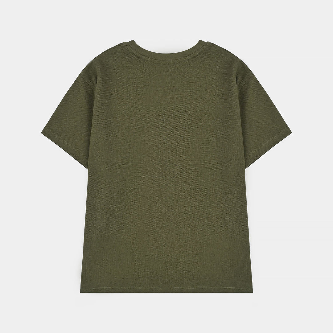 Boys Cotton PK T-Shirt H/S Rising-Olive Green