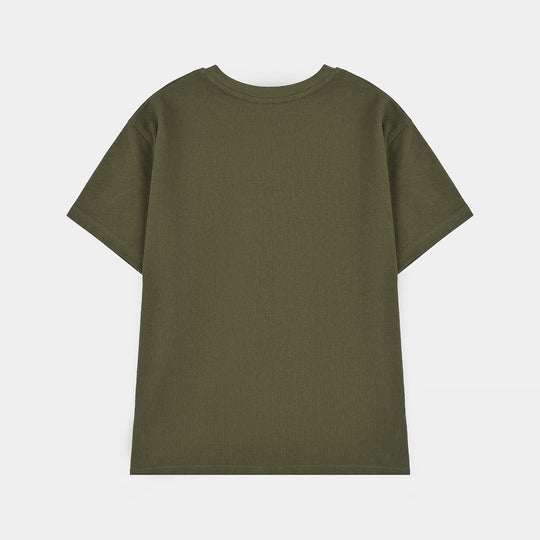 Boys Cotton PK T-Shirt H/S Rising-Olive Green