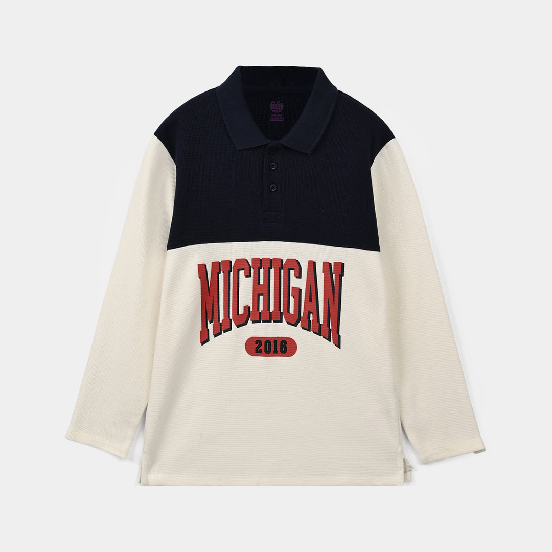 Boys Thermal Polo Michigan - Black & White