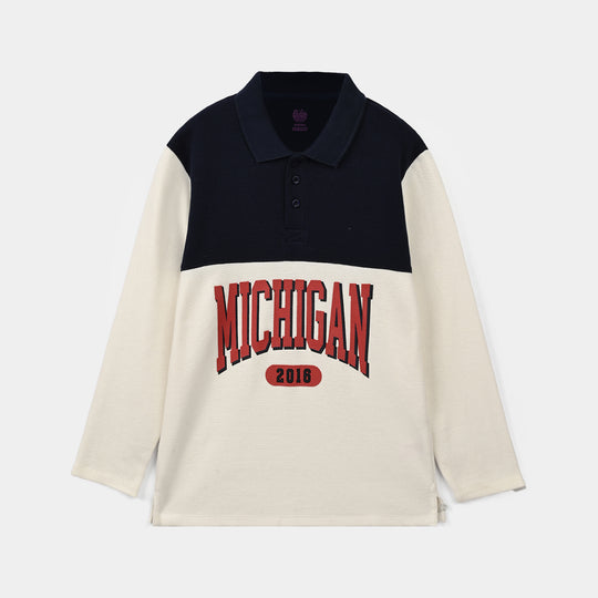 Boys Thermal Polo Michigan - Black & White