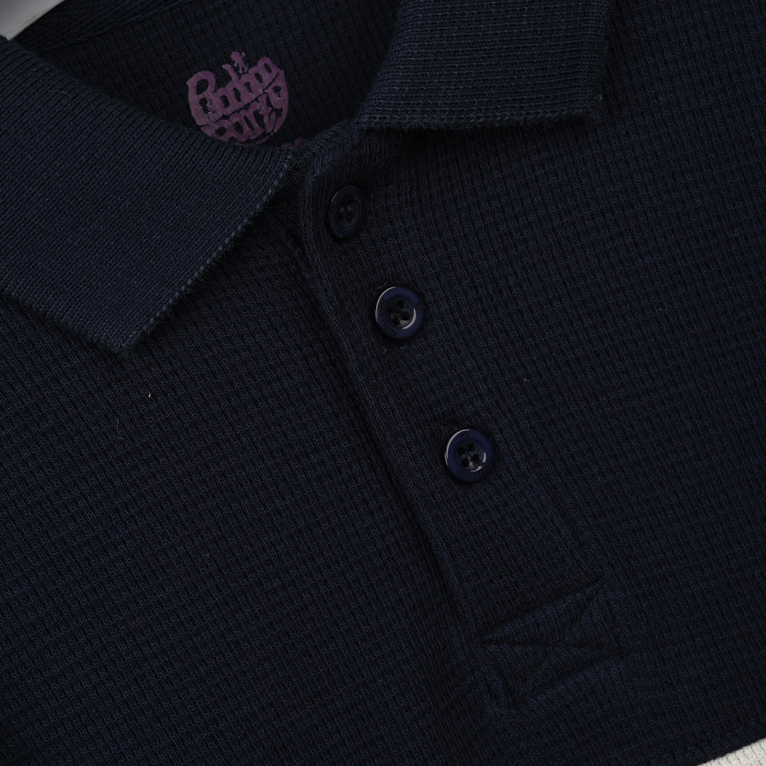 Boys Thermal Polo Michigan - Black & White